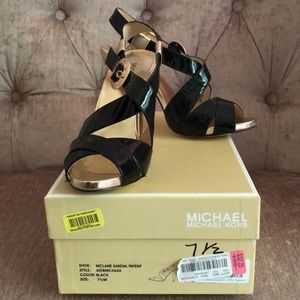 Michael Kors Mclane Sandal Patent Black
